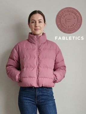 Fabletics Mauve Pink Puffer Bomber Jacket